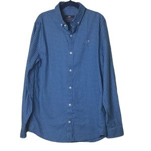 Vineyard Vines blue check long sleeve Whale shirt. Youth Large (16)